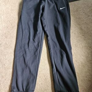 Nike Black Athletic Track Pants with White Swoosh
